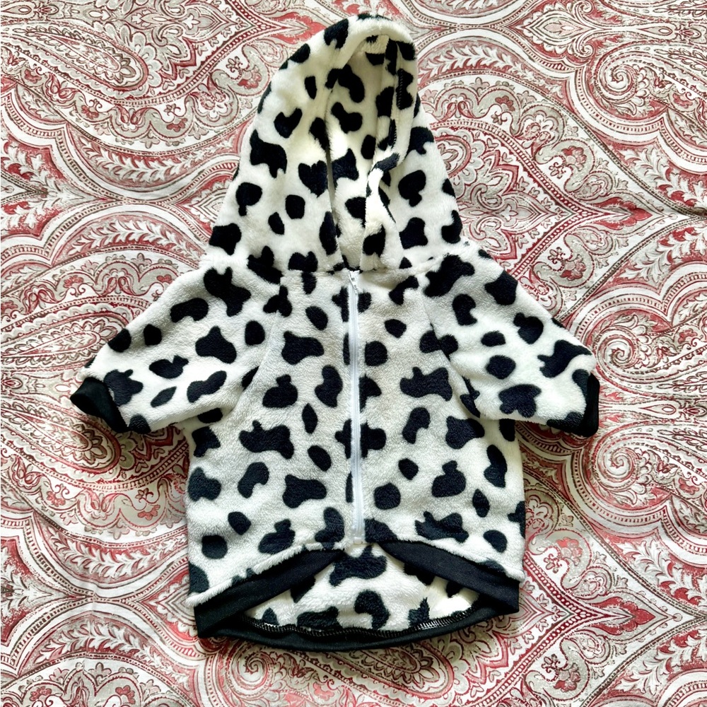 Black and White Cow Print Dog Hoodie